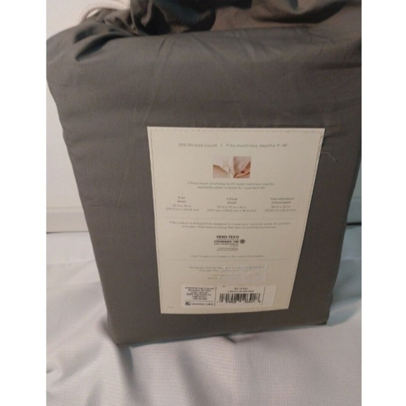 Casaluna Supima Cotton Percale Dark Gray Grey  Color Full Sheet Set NWT - Picture 11 of 11